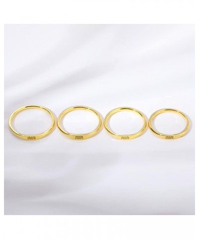 Unisex Stainless Steel Thin Simple 12 Constellation Zodiac Symbols Stackable Couple Ring Gold Aquarius $7.64 Others