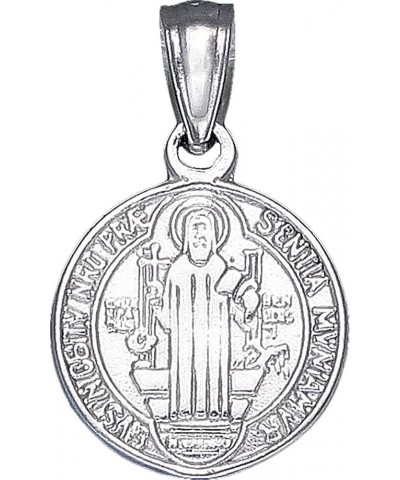 Sterling Silver Saint Benedict Medal Charm Small Pendant Necklace with Chain Without Chain $14.58 Necklaces