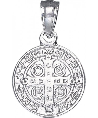 Sterling Silver Saint Benedict Medal Charm Small Pendant Necklace with Chain Without Chain $14.58 Necklaces