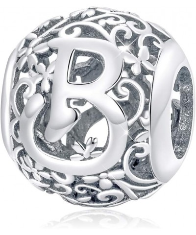 Letter Alphabet Charm A-Z Initial Charm Beads 925 Sterling Silver Letter Charms for Bracelets Necklace B $11.25 Bracelets