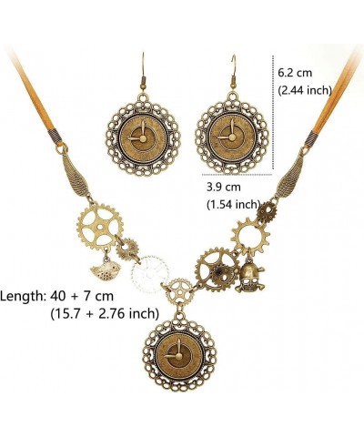 Steampunk Gears Pendant Statement Necklace Vintage Bronze & Silver Watch Clock Clockwork Hand Gear Cog Handmade Kinetic Winge...