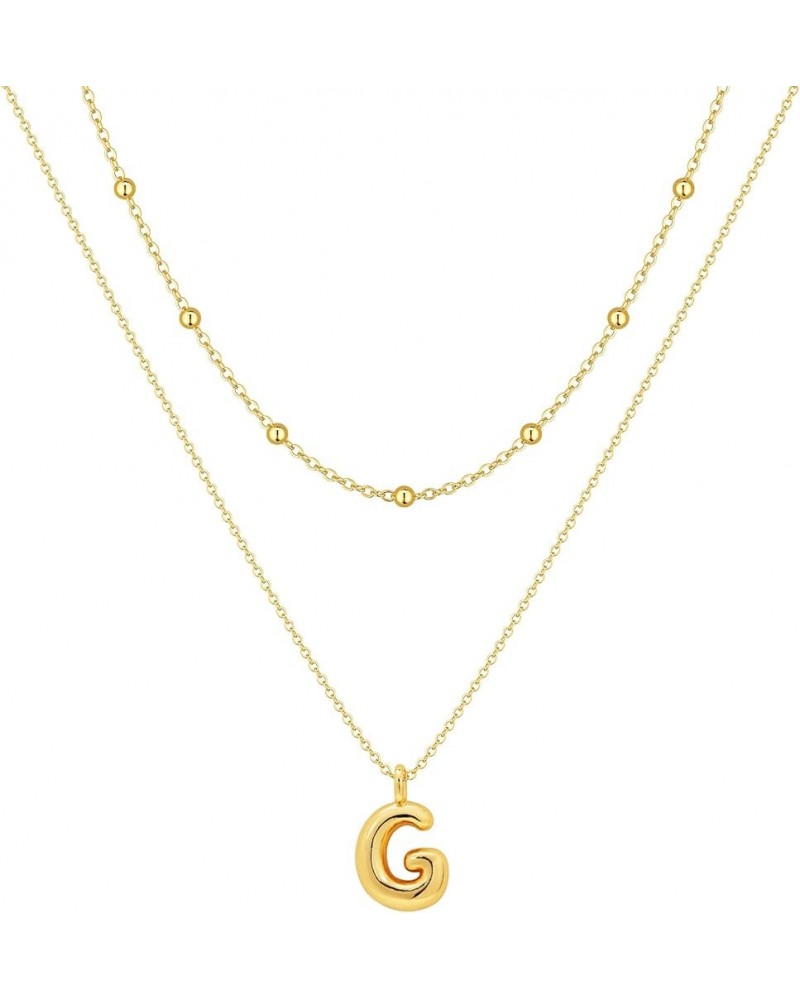 Gold Initial Necklaces for Women Girls, Layered Chunky Big Bubble/Balloon Letter/Initial Necklace A-Z Pendant Alphabet Choker...