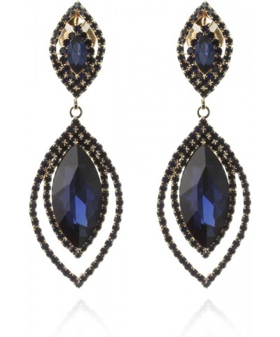 Women's Double Halo Tear Drop Clip On Earrings Navy $8.70 Earrings