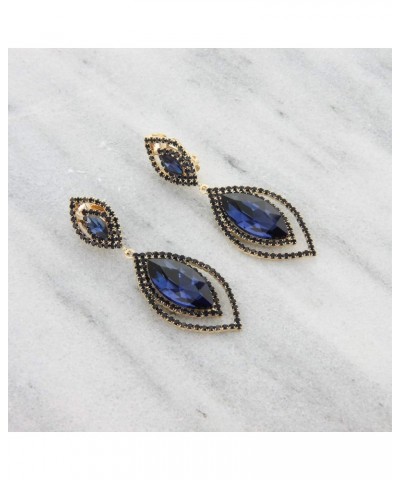 Women's Double Halo Tear Drop Clip On Earrings Navy $8.70 Earrings