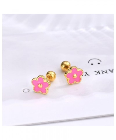 20g Colorful Flower Minimalist 925 Sterling Silver Tiny Mini Cute Small Cartilage Stud Earrings for Women Teen Girls Sensitiv...