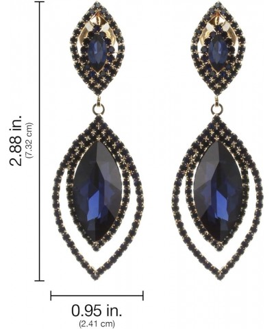 Women's Double Halo Tear Drop Clip On Earrings Navy $8.70 Earrings