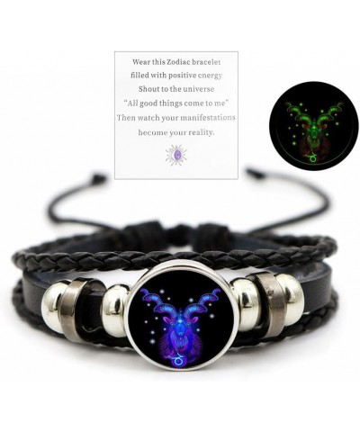 12 Zodiac Constellation Bracelet Black Leather Multilayer Braided Rope Bracelets for Men Women Handmade Adjustable Zodiac Sig...