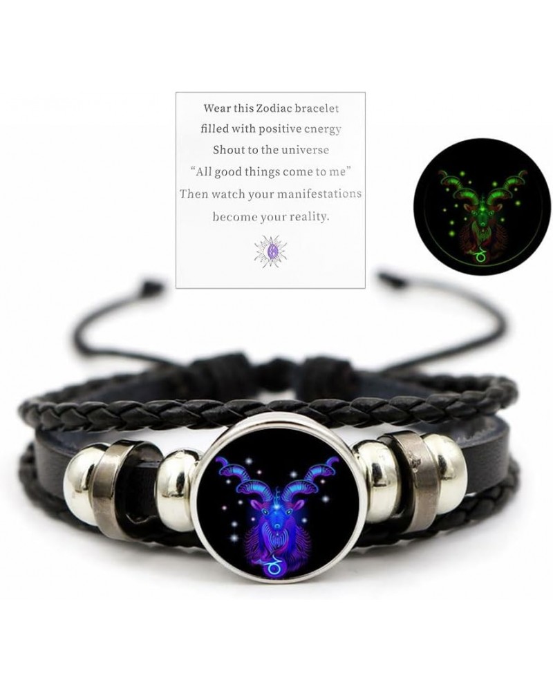 12 Zodiac Constellation Bracelet Black Leather Multilayer Braided Rope Bracelets for Men Women Handmade Adjustable Zodiac Sig...