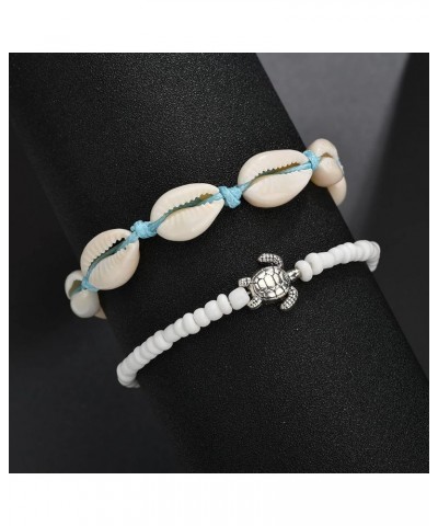 2 Pcs Shell Anklets for Women White Beaded Ankle Bracelets Adjustable Ankle Bracelets Summer Beach Jewelry for Teen Girls $7....