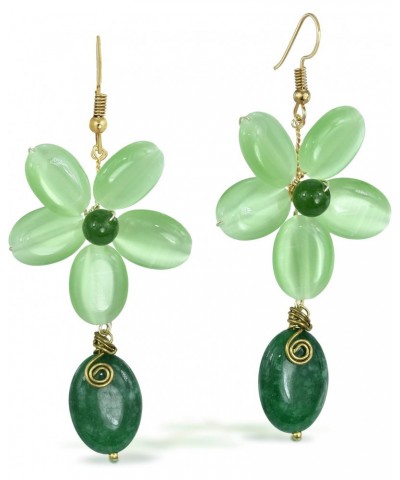 Romantic Simulated Green Quartz Floral Teardrop Brass Earrings | Earrings For Women | Handmade Earrings $10.79 Earrings