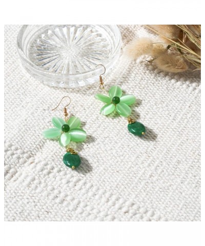 Romantic Simulated Green Quartz Floral Teardrop Brass Earrings | Earrings For Women | Handmade Earrings $10.79 Earrings