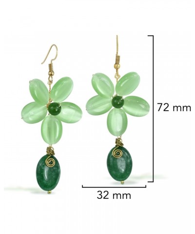 Romantic Simulated Green Quartz Floral Teardrop Brass Earrings | Earrings For Women | Handmade Earrings $10.79 Earrings