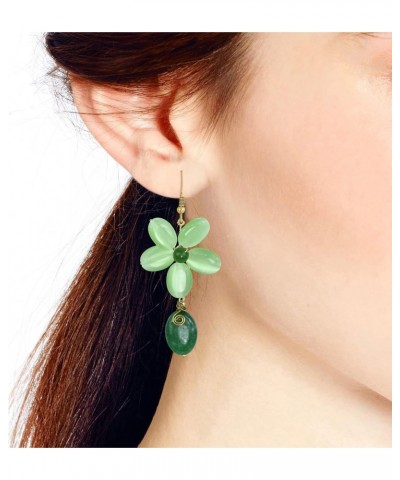 Romantic Simulated Green Quartz Floral Teardrop Brass Earrings | Earrings For Women | Handmade Earrings $10.79 Earrings