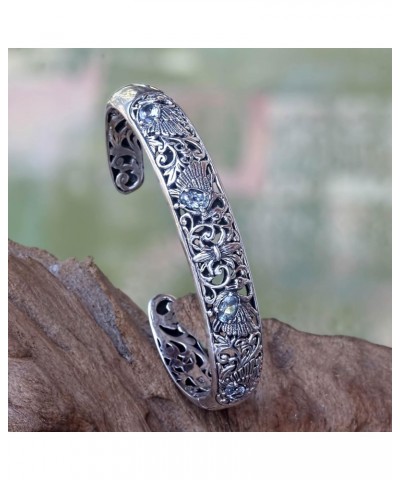 Handmade Blue Topaz Cuff Bracelet .925 Sterling Silver from Bali Indonesia Animal Themed Birthstone Bird [6 in L (end to End)...