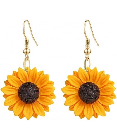 Daisy Sunflower Earrings for Women Handmade Resin Sunflower Dangle Earrings gold $5.82 Earrings