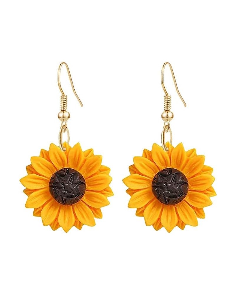 Daisy Sunflower Earrings for Women Handmade Resin Sunflower Dangle Earrings gold $5.82 Earrings