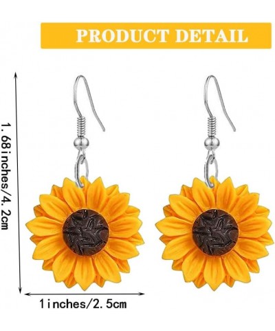 Daisy Sunflower Earrings for Women Handmade Resin Sunflower Dangle Earrings gold $5.82 Earrings