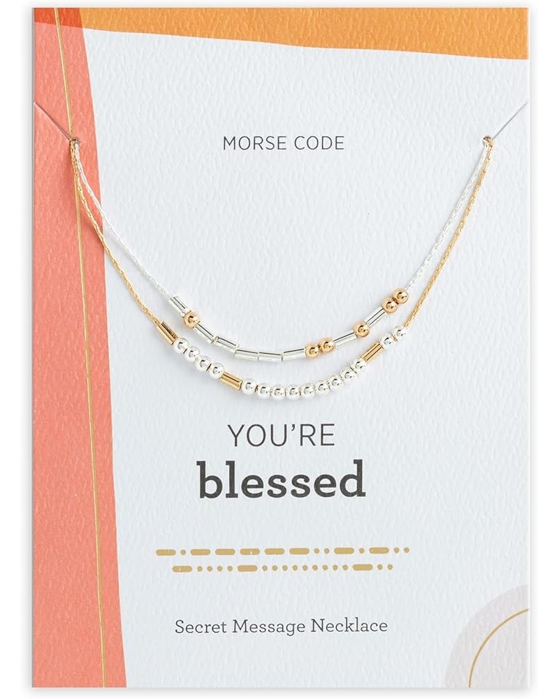 DEMDACO Morse Code Silver Gold Tone You're Strong Kind Blessed One Size Brass Fashion Necklace You're Blessed $10.23 Necklaces