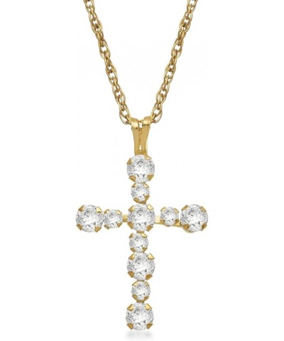 10K Gold 2 MM and 3 MM Round White Cubic Zirconia Cross Pendant Necklace, 18" Gold Filled Rope Chain Yellow Gold $26.65 Neckl...