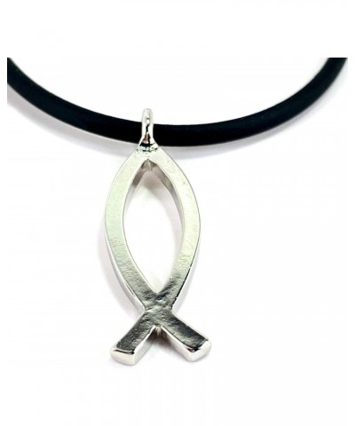 Jesus Fish Large Ichthus Rhodium Finish Necklace $12.77 Necklaces