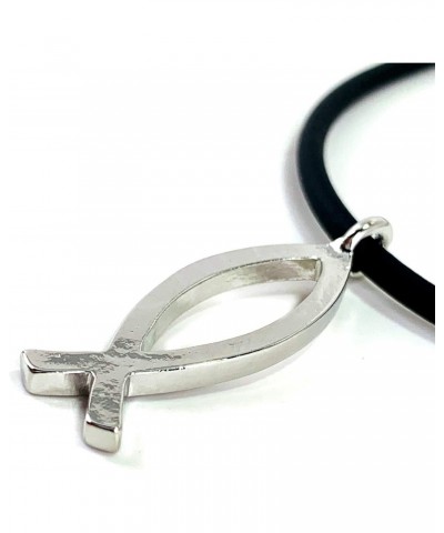 Jesus Fish Large Ichthus Rhodium Finish Necklace $12.77 Necklaces