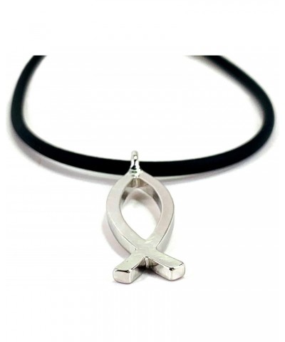 Jesus Fish Large Ichthus Rhodium Finish Necklace $12.77 Necklaces