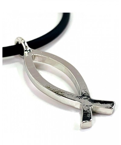 Jesus Fish Large Ichthus Rhodium Finish Necklace $12.77 Necklaces