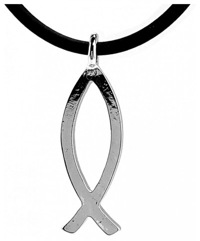 Jesus Fish Large Ichthus Rhodium Finish Necklace $12.77 Necklaces