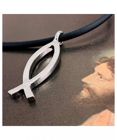 Jesus Fish Large Ichthus Rhodium Finish Necklace $12.77 Necklaces