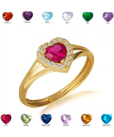 Elegant 10k Yellow Gold Cubic Zirconia Studded Heart Birthstone Personalized Love Ring April Birthstone $63.37 Rings