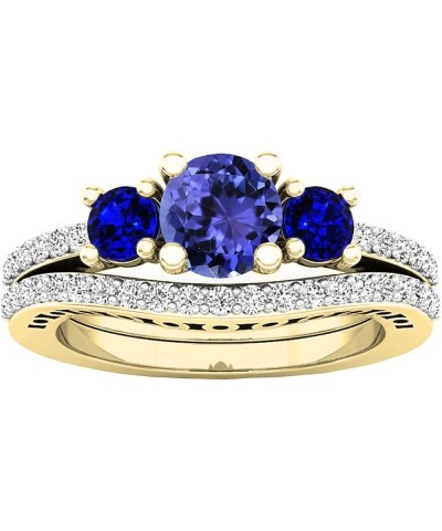 14K 5.5 MM Round Gemstone And Diamond Ladies Engagement Ring Set, Yellow Gold Tanzanite $303.69 Sets