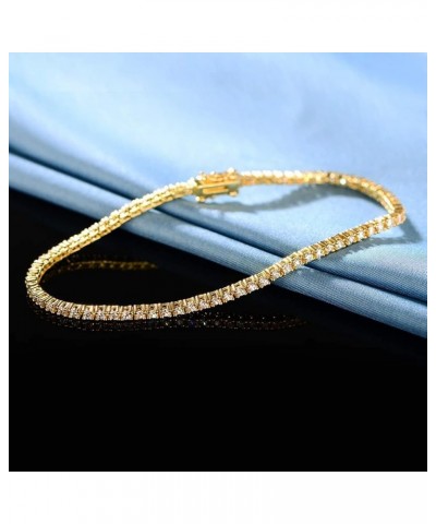 GMESME 18K White Gold Plated 2.0 Round Cubic Zirconia Classic Tennis Bracelet 6.5-8.5 Inch for Women Men Yellow Gold 6.0 Inch...