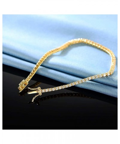 GMESME 18K White Gold Plated 2.0 Round Cubic Zirconia Classic Tennis Bracelet 6.5-8.5 Inch for Women Men Yellow Gold 6.0 Inch...