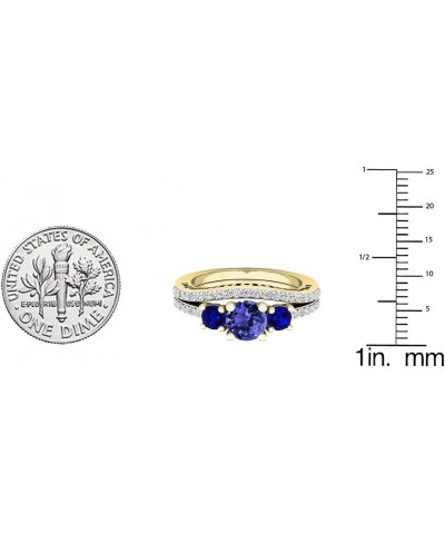 14K 5.5 MM Round Gemstone And Diamond Ladies Engagement Ring Set, Yellow Gold Tanzanite $303.69 Sets