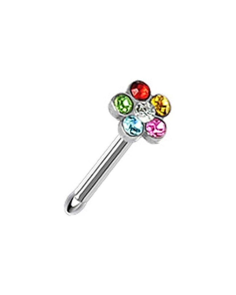 316L Surgical Steel Nose Bone Ring 3.5mm Flower Cluster Choose Your Color 20G Rainbow $9.35 Body Jewelry