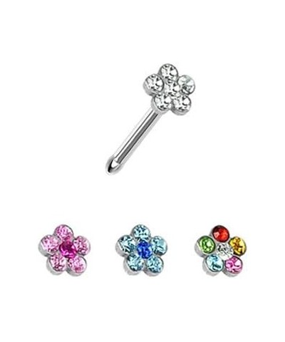 316L Surgical Steel Nose Bone Ring 3.5mm Flower Cluster Choose Your Color 20G Rainbow $9.35 Body Jewelry