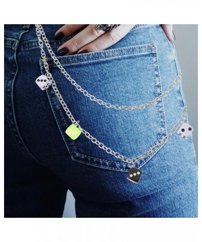 Pants Chain Punk Belt Chain Pocket Chain Dice Chain Pendant Body Metal Waist Chain Jewelry Wallet Chain for Women Men Pants P...