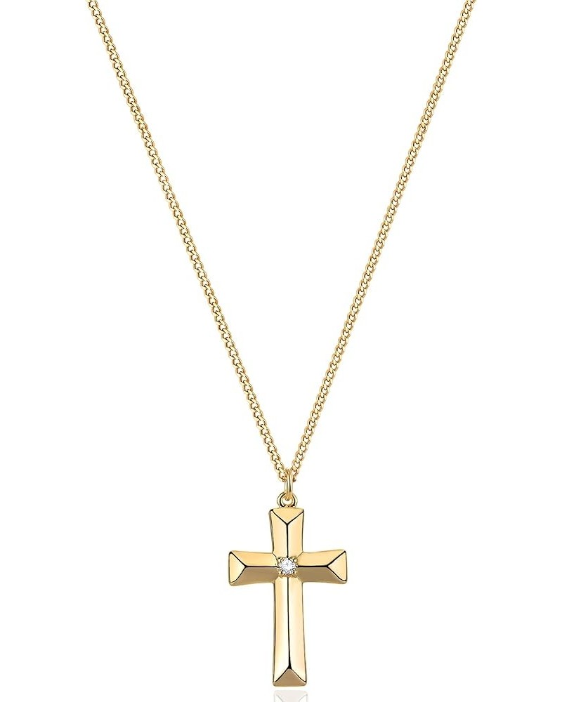 Cross Necklace Faith Pendant 14K Plated Dainty Chain Minimalist Simple Tiny God Lords Prayer Religious Jewelry Gift Stereosco...