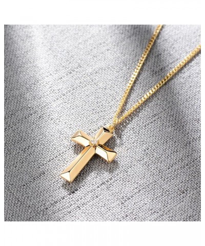 Cross Necklace Faith Pendant 14K Plated Dainty Chain Minimalist Simple Tiny God Lords Prayer Religious Jewelry Gift Stereosco...