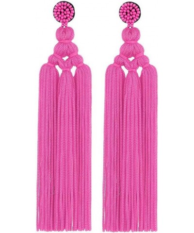 Long Women Tassel Earrings Beaded Big Boho Statement Tassel Layer Dangle Earrings Large Bohemian Thread Fringe Layered Chande...