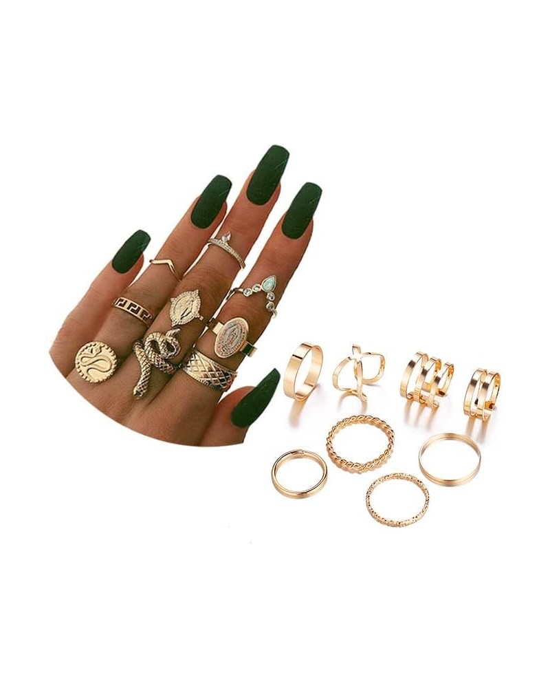 Gold Boho Ring Sets Stackable Knuckle Ring Vintage Snake Finger Rings Set Stacking Joint Midi Trendy Rings Sets for Women Gir...