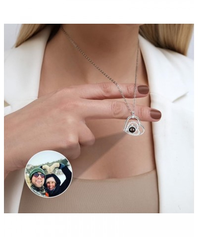 Custom Necklaces with Picture Inside, Projection Picture Necklace Personalized Photo Heart Pendant Birthday Anniversary Love ...