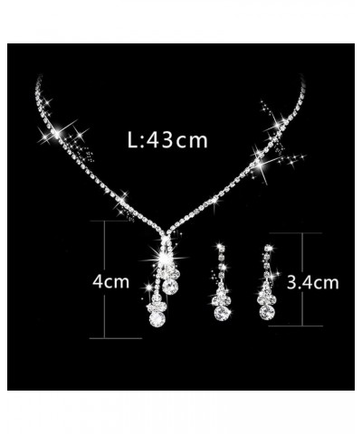 Bride Wedding Jewelry Set Bridal Rhinestone Crystal Necklace Earrings Sets Women Prom Party Costume Jewelry Sets Accessory Se...