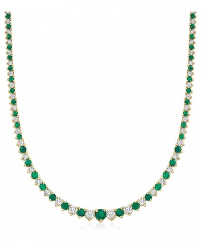 6.50 ct. t.w. Emerald and 1.50 ct. t.w. Diamond Tennis Necklace in 18kt Gold Over Sterling 18.0 Inches $561.00 Necklaces