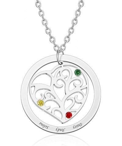 Tree of Life Necklaces for Women 1-11 Birthstones & Names Custom Grandmother Necklace Personalized Family Necklace for Mom Bi...