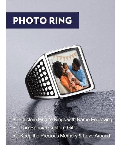 Custom Photo Ring for Men Stainless Steel SIgnet Ring Personalized Picture Ring Statement Ring Custom Gift for Father Husband...