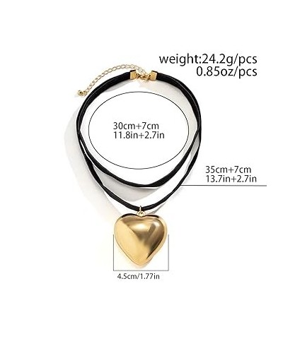 Gothic Black Velvet Choker Necklace Heart Pendant Choker Fashion Collar Necklaces Delicate Jewelry for Women and Girls (Gold ...