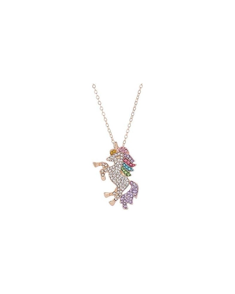 Unicorn Jewelry Set, Including Rainbow Rhinestone Crystal Necklace, Bracelet, Earring, Ring Women Boys Girls Holiday Gift Set...