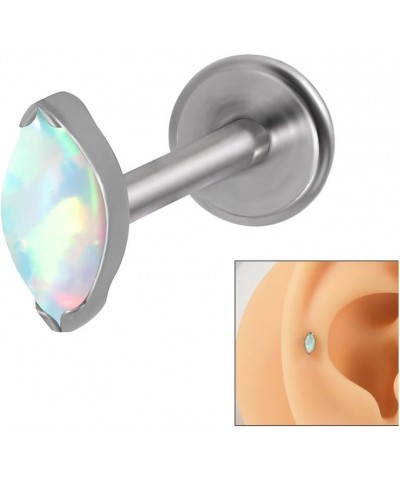 16G 6mm/ 8mm Waterdrop Cartilage Earring for Women Men Girls Titanium Cubic Zirconia Opal Simple Statement Lip Stud Internall...