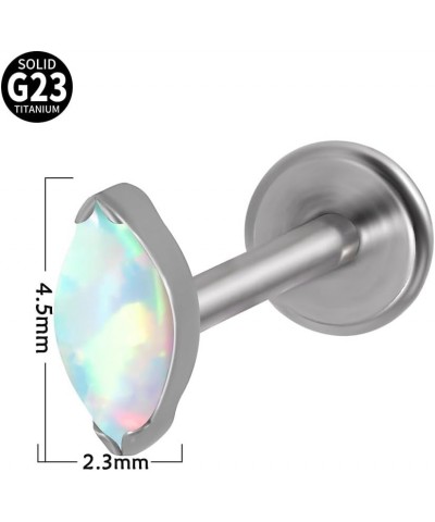 16G 6mm/ 8mm Waterdrop Cartilage Earring for Women Men Girls Titanium Cubic Zirconia Opal Simple Statement Lip Stud Internall...